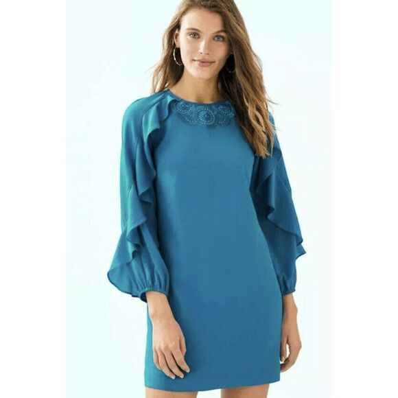 NWT Lilly Pulitzer Leni Dress Mr Peacock Blue Size 6 - Picture 1 of 9